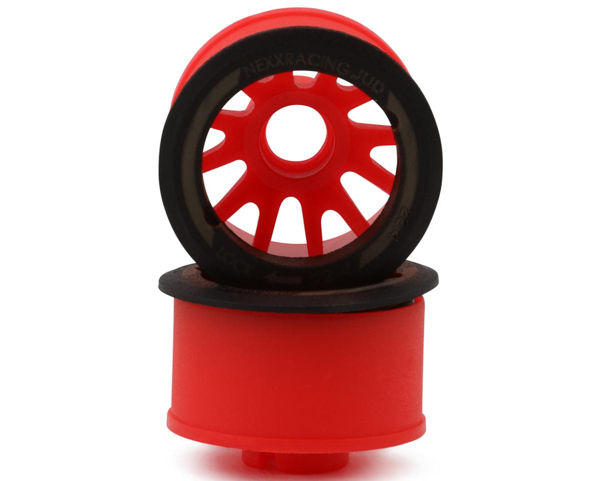 NEXX Racing Mini-Z RWD "JUD" EVO Rear Threaded Side-Wall Carbon Fiber Rims (3mm Offset) (Red) (2)