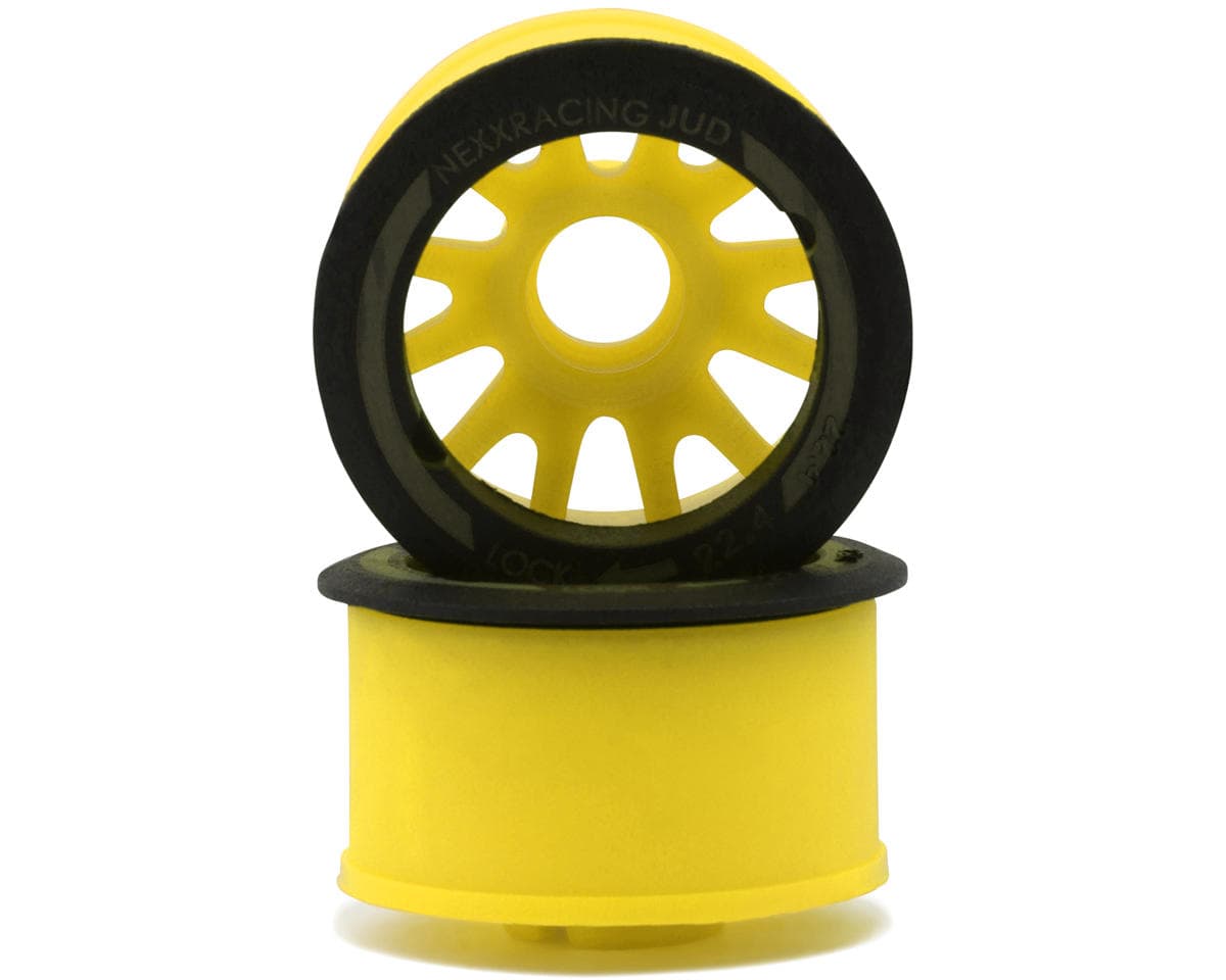 NEXX Racing Mini-Z RWD "JUD" EVO Rear Threaded Side-Wall Carbon Fiber Rims (2mm Offset) (Yellow) (2)
