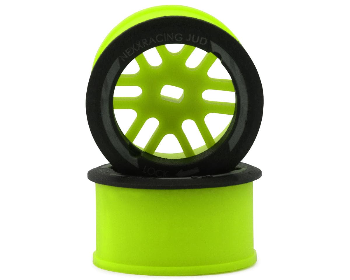 NEXX Racing Mini-Z AWD "JUD" EVO Front Threaded Side-Wall Carbon Fiber Rims (1mm Offset) (Green) (2)