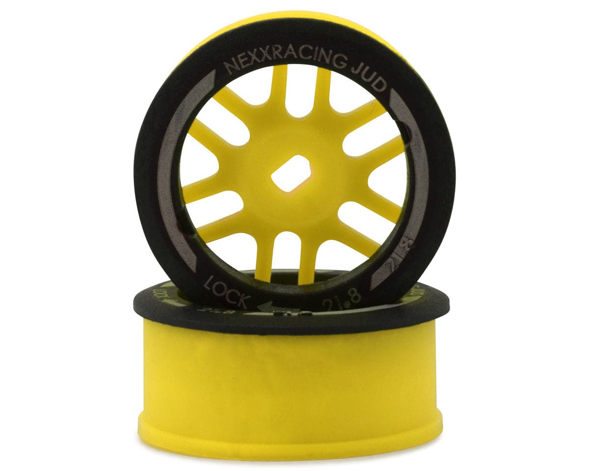 NEXX Racing Mini-Z AWD "JUD" EVO Front Threaded Side-Wall Carbon Fiber Rims (-1mm Offset) (Yellow) (2)