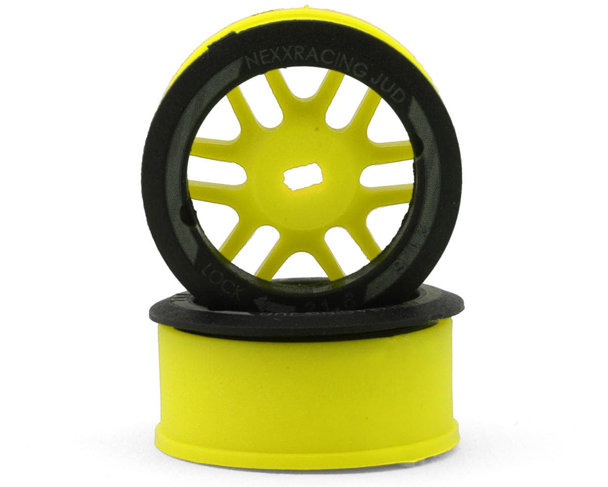 NEXX Racing Mini-Z AWD "JUD" EVO Front Threaded Side-Wall Carbon Fiber Rims (-2mm Offset) (Yellow) (2)