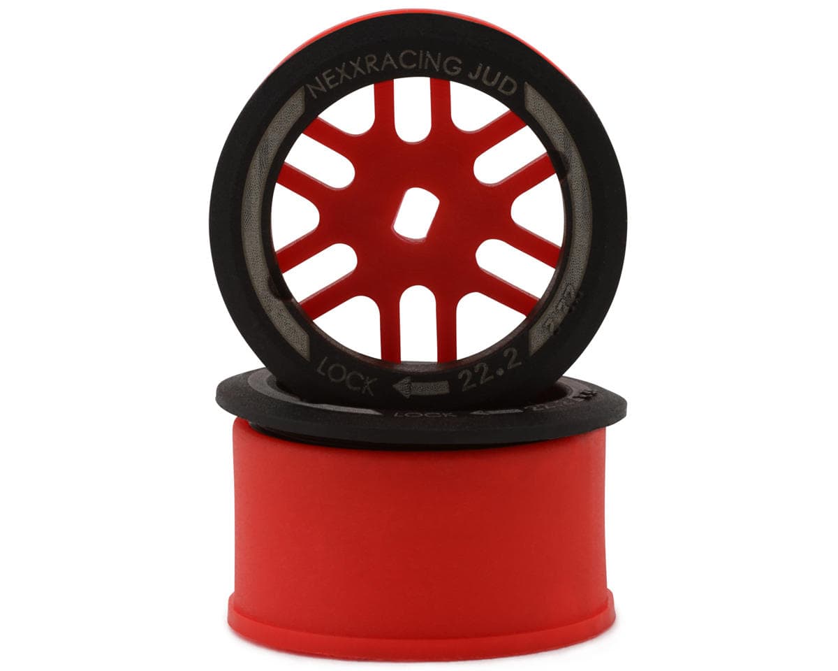 NEXX Racing Mini-Z AWD "JUD" EVO Rear Threaded Side-Wall Carbon Fiber Rims (-1mm Offset) (Red) (2)