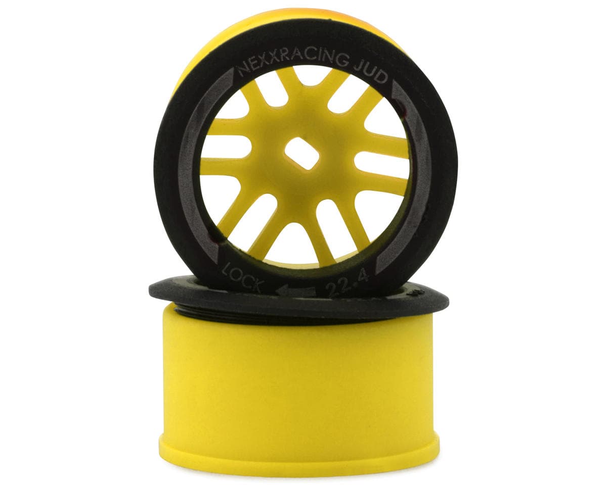 NEXX Racing Mini-Z AWD "JUD" EVO Rear Threaded Side-Wall Carbon Fiber Rims (3mm Offset) (Yellow) (2)