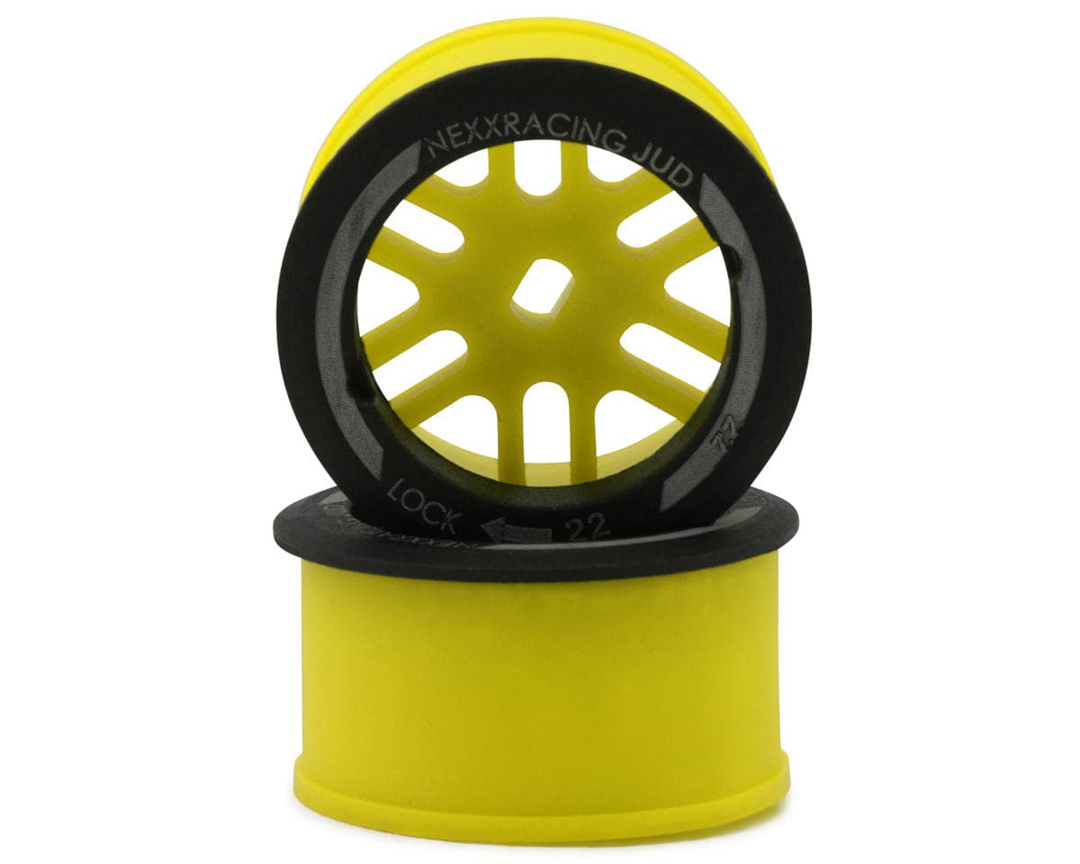 NEXX Racing Mini-Z AWD "JUD" EVO Rear Threaded Side-Wall Carbon Fiber Rims (0mm Offset) (Yellow) (2)