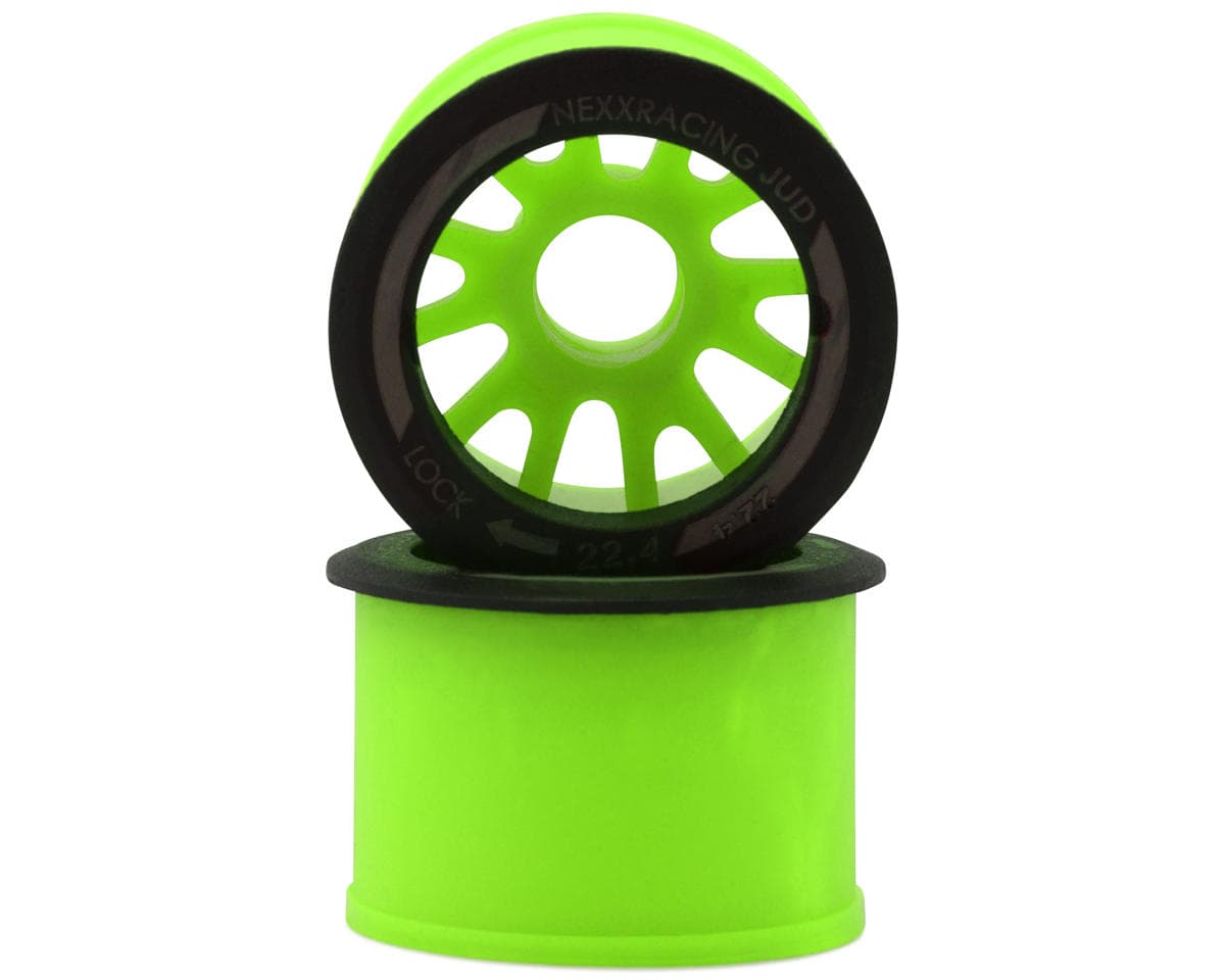 NEXX Racing Mini-Z RWD"JUD" EVO Rear Threaded Side-Wall Carbon Fiber Rims (0mm Offset) (Green) (2) (Wide)