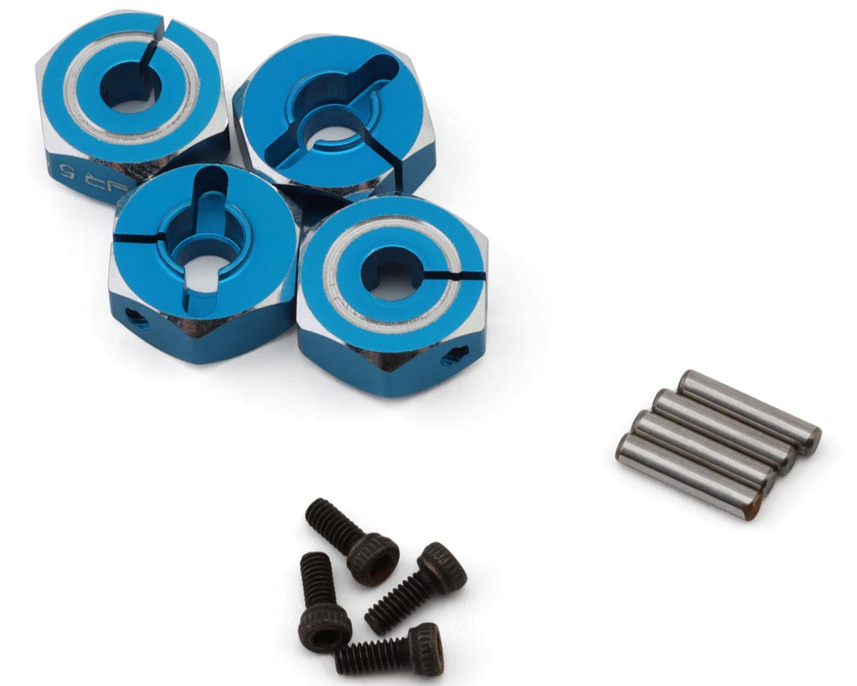 Yeah Racing Aluminum 12mm Hex Adaptor Set (Blue) (4) (5.5mm)