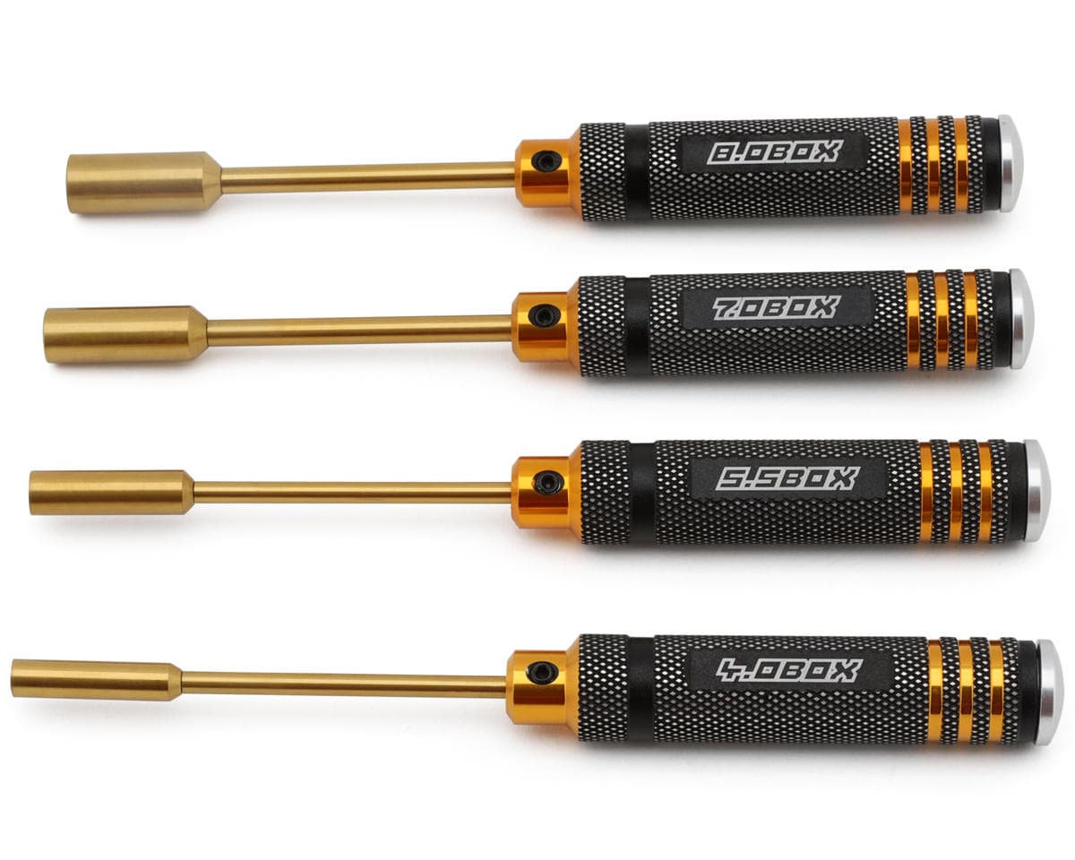 Yeah Racing Aluminum Metric Lock Nut Drivers Set (4mm/5.5mm/7mm/8mm) (Black/Gold)