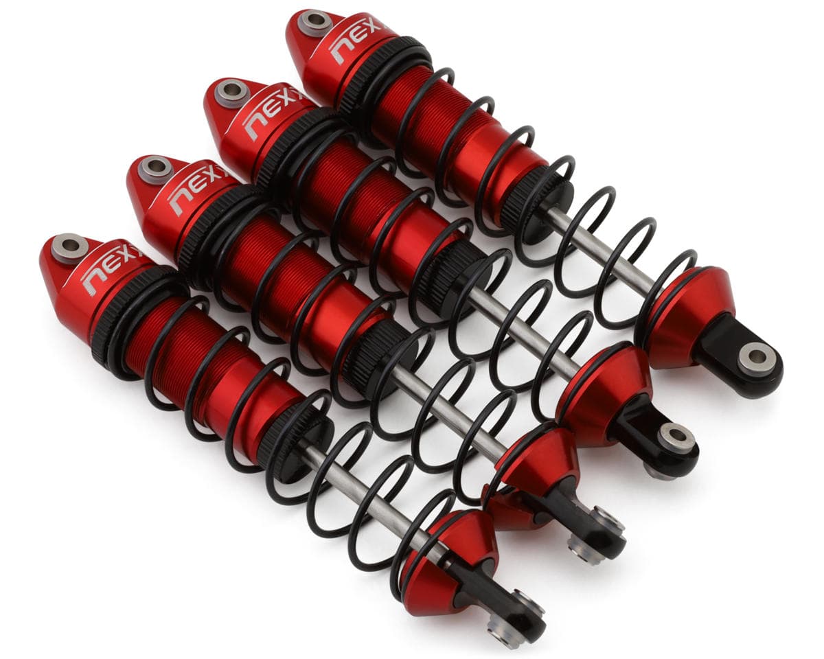 NEXX Racing Aluminum Threaded Oil-Filled Shocks for Traxxas® 4x4 Jato® (Red) (4)