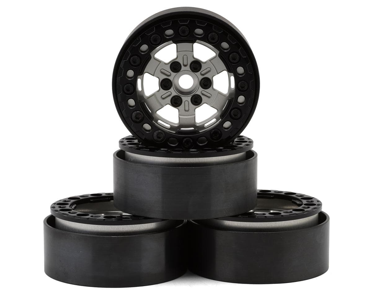 JConcepts Jammer 2.2" Beadlock Aluminum Crawler Wheels (4) (Silver/Black)