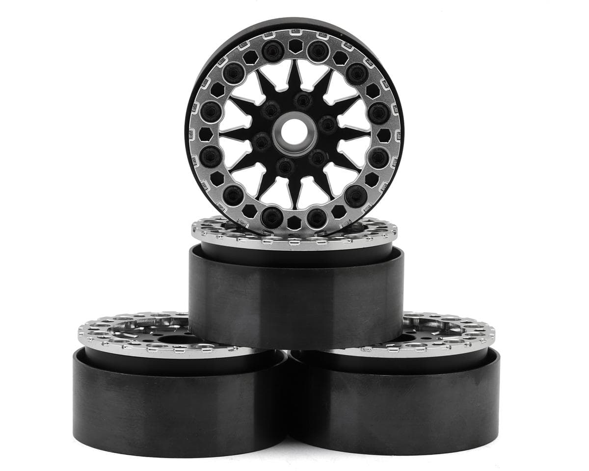 JConcepts Ultra 2.0" Bead-Loc Crawler Wheels (4) (Black/Silver)