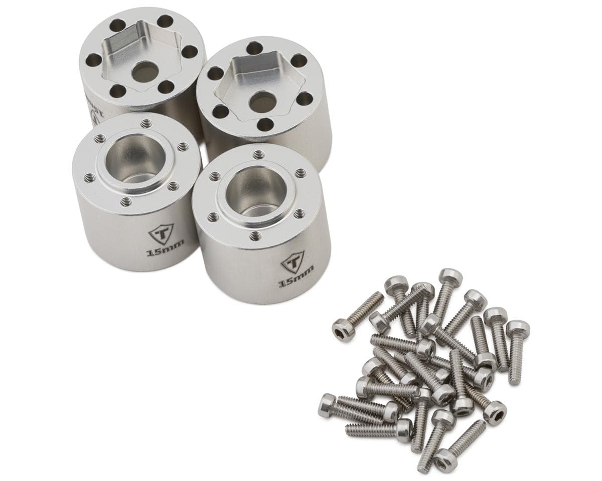 Treal Hobby Losi® Mini LMT 7075 Aluminum Extended Wheel Hex Hubs (Silver) (4) (+15mm)