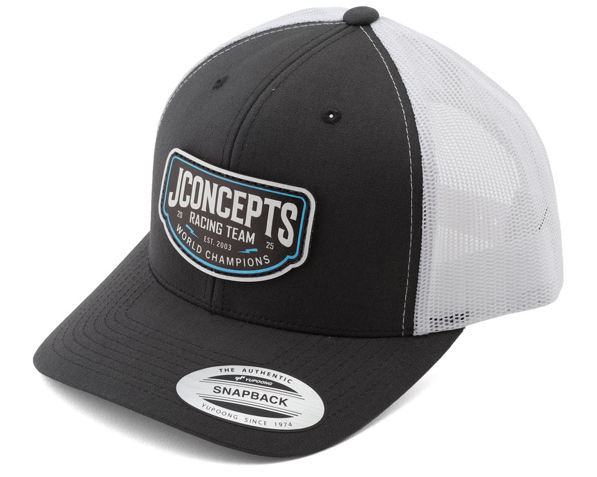 JConcepts 2025 Snapback Round Bill Hat (White/Grey) (One Size Fits Most)