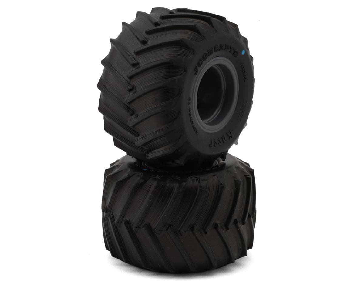 JConcepts Losi Mini LMT Racer Pre-Mounted Monster Truck Tires (2) (Blue) w/12mm Hex