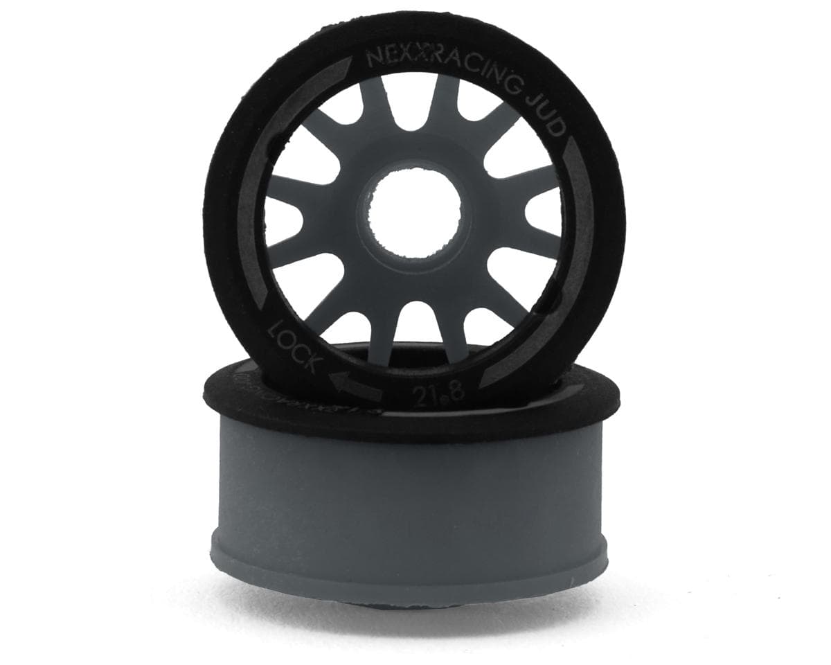 NEXX Racing Mini-Z RWD "JUD" EVO Front Threaded Side-Wall Carbon Fiber Rims (2mm Offset) (Grey) (2)