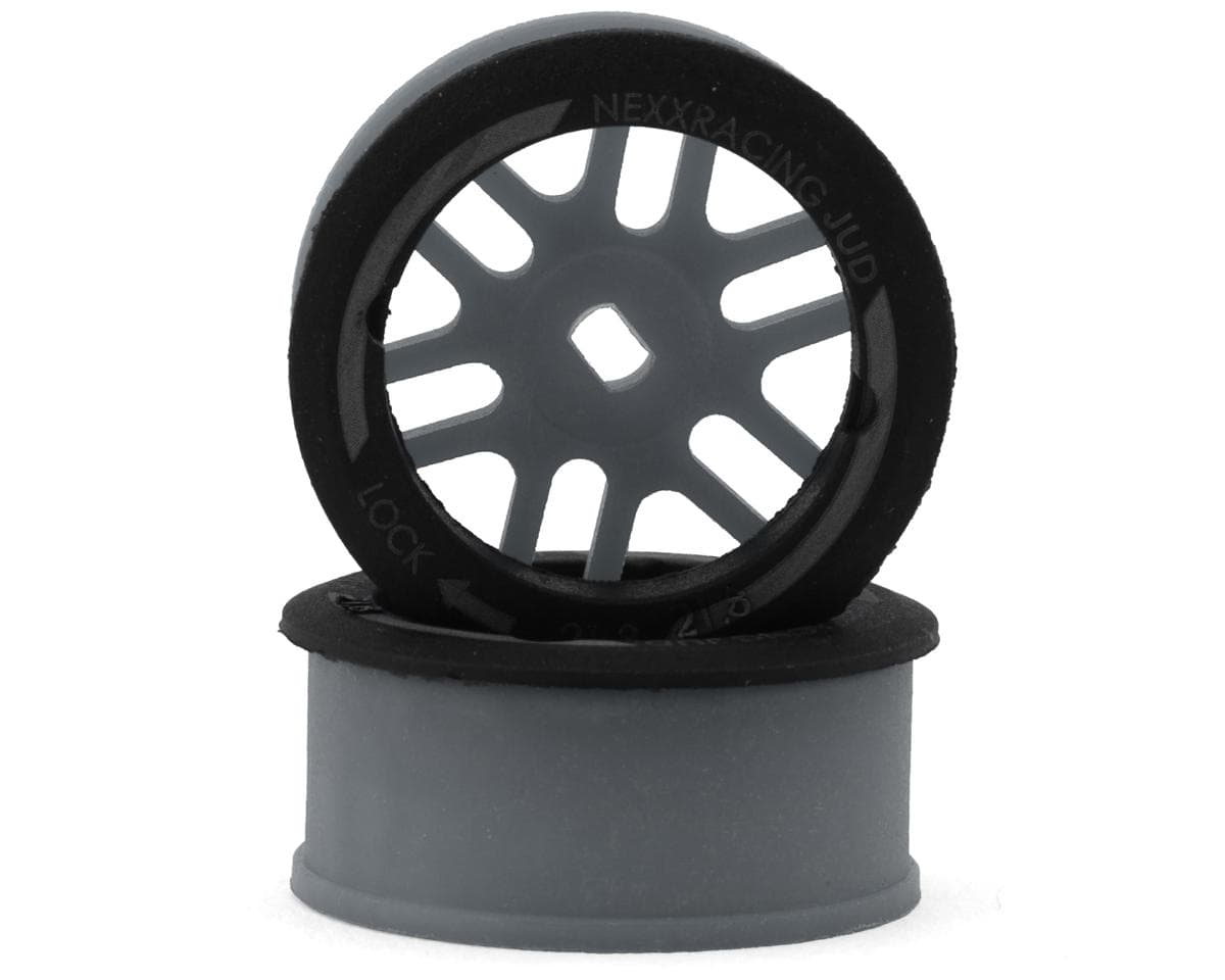 NEXX Racing Mini-Z AWD "JUD" EVO Front Threaded Side-Wall Carbon Fiber Rims (1mm Offset) (Grey) (2)