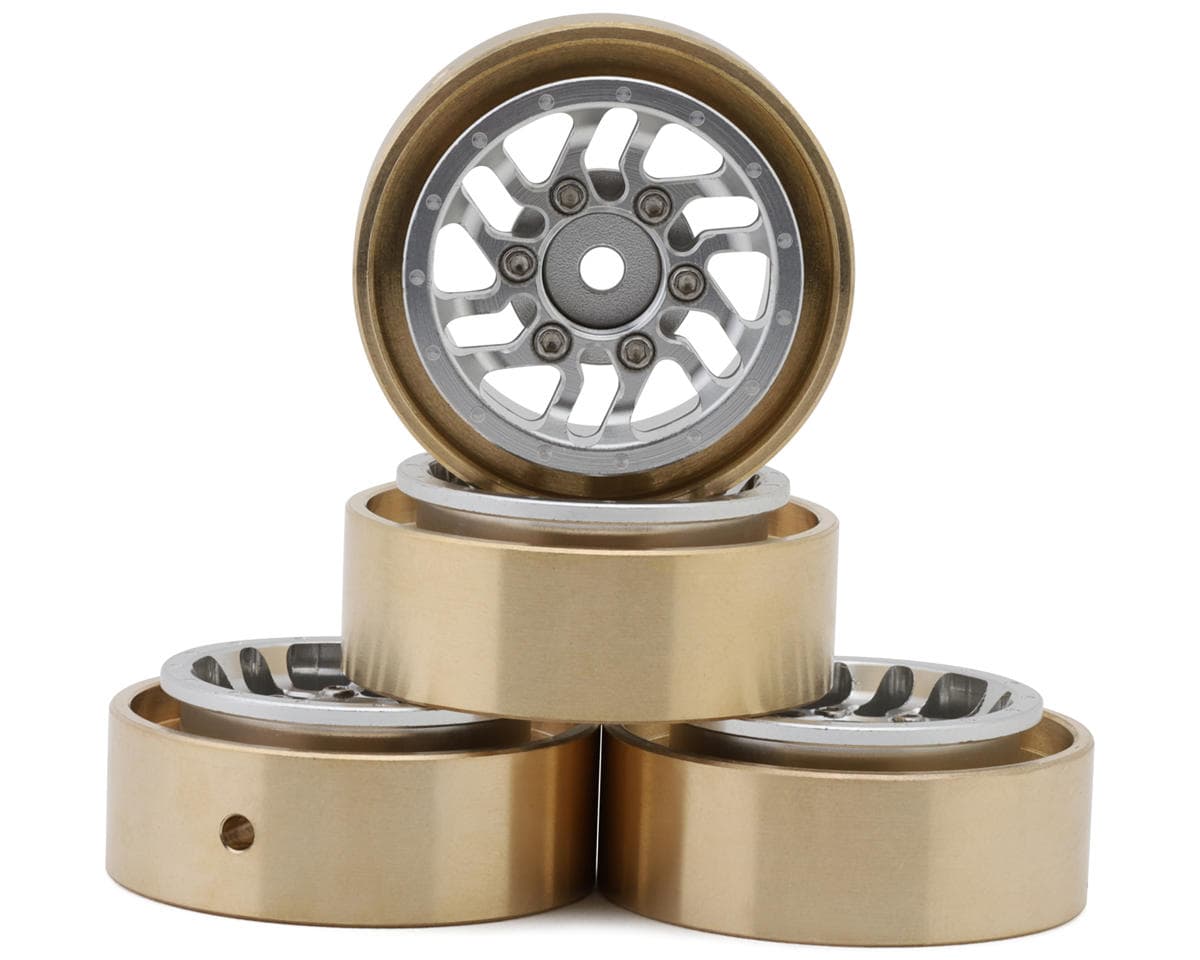 Samix Aluminum/Brass 1.0" Beadlock Wheel Set for Traxxas® TRX-4M™ w/7mm Hex (Silver) (4) (35g) (Adj. Offset)