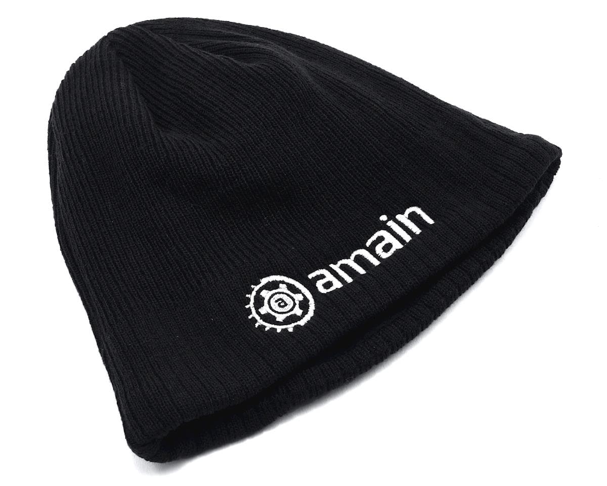 AMain Knit Cap Beanie w/White Gear Logo (Black) (One Size Fits Most)