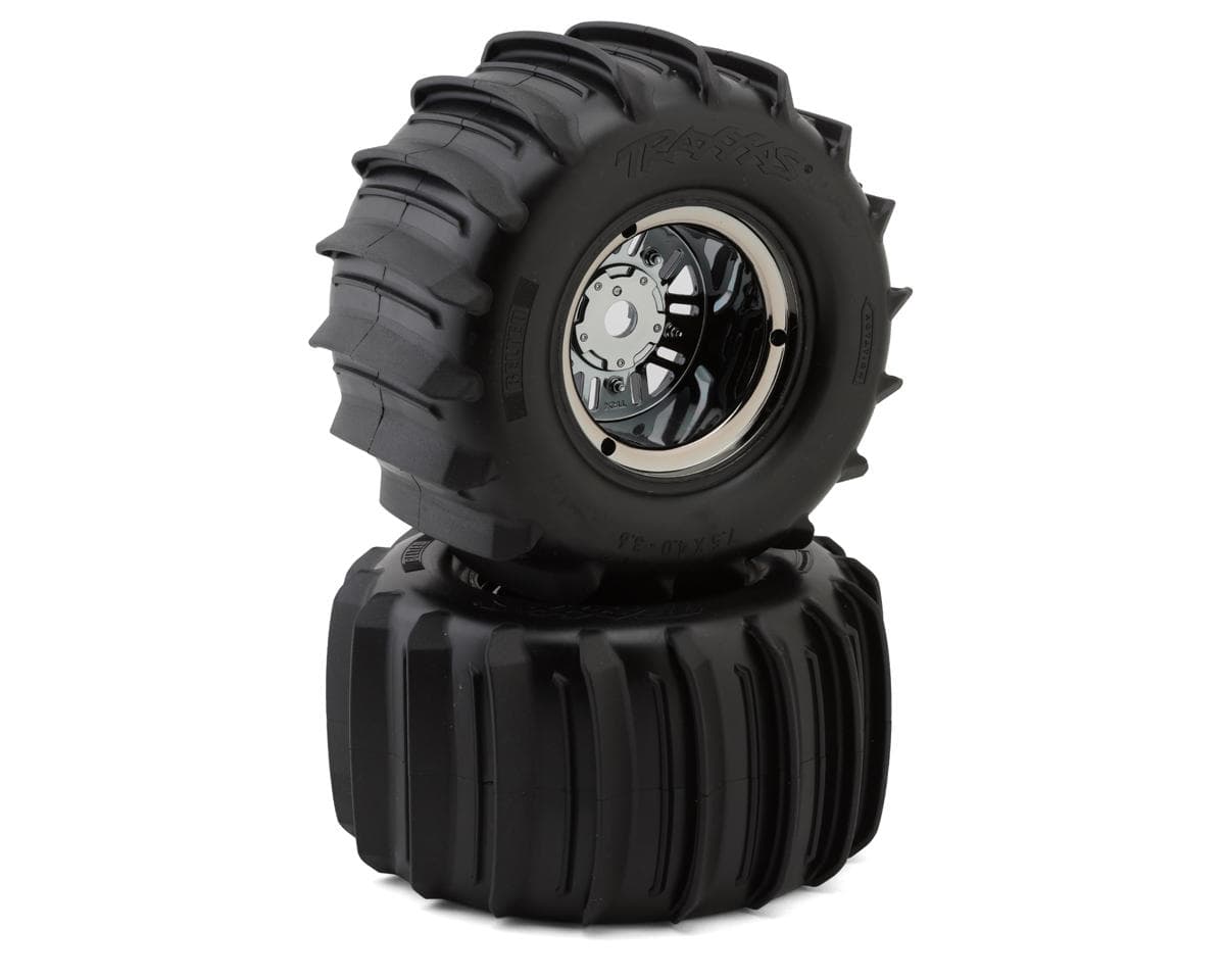 Traxxas Paddle Rear Pre-Mounted Tires w/Funco Wheels (Black Chrome) (2)