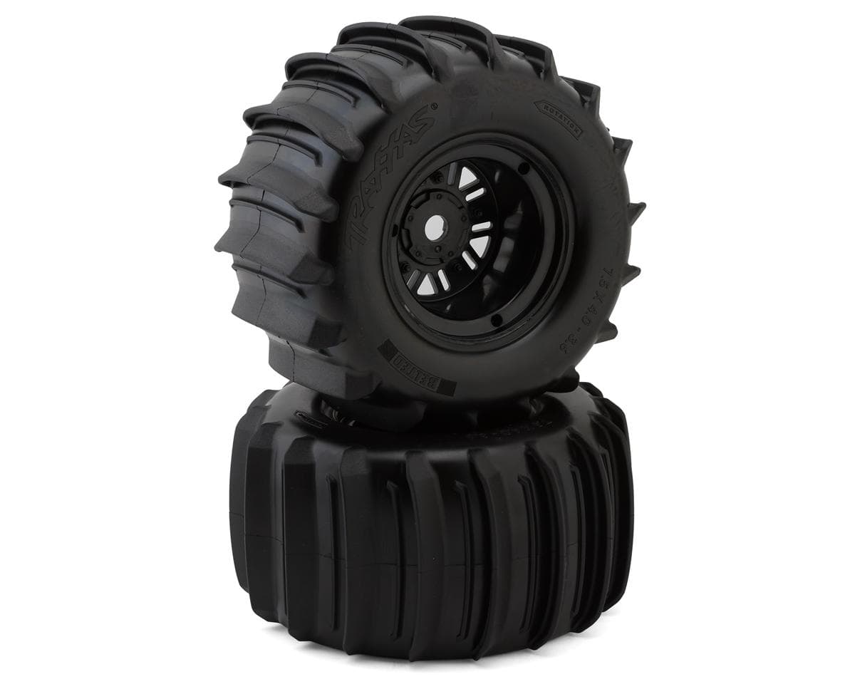 Traxxas Paddle Rear Pre-Mounted Tires w/Funco Wheels (Black) (2)