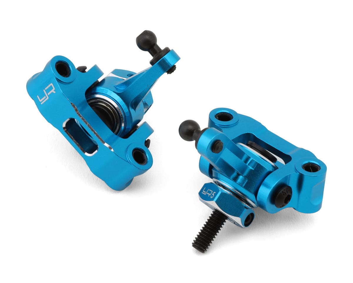 Yeah Racing Tamiya DT02/DT03 Aluminum Front Hex Upright Conversion Set (Blue)