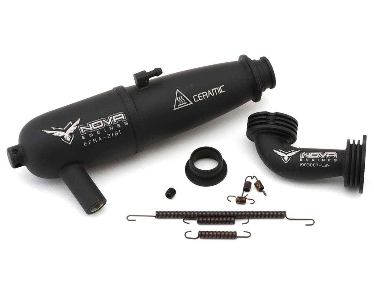 Nova Engines Kombo On-Road Black Ceramic Coated Tuned Pipe w/Manifold (EFRA 2181) (34mm 90°/90°)