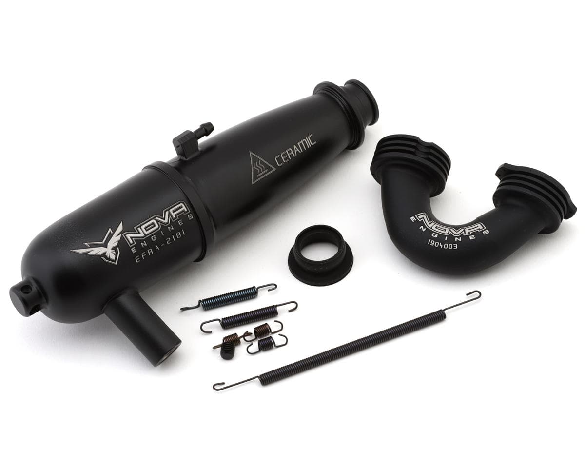 Nova Engines Black Kombo Ceramic Coated .21 On-Road GT Tuned Pipe w/Manifold (EFRA2181) (170°)