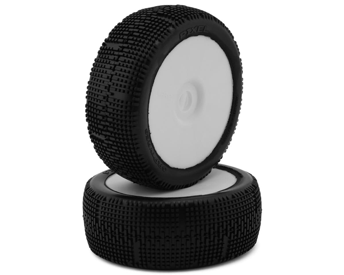 GRP Tires Pixel Pre-Mounted 1/8 Buggy Tires (White) (2) (S35 - Soft)