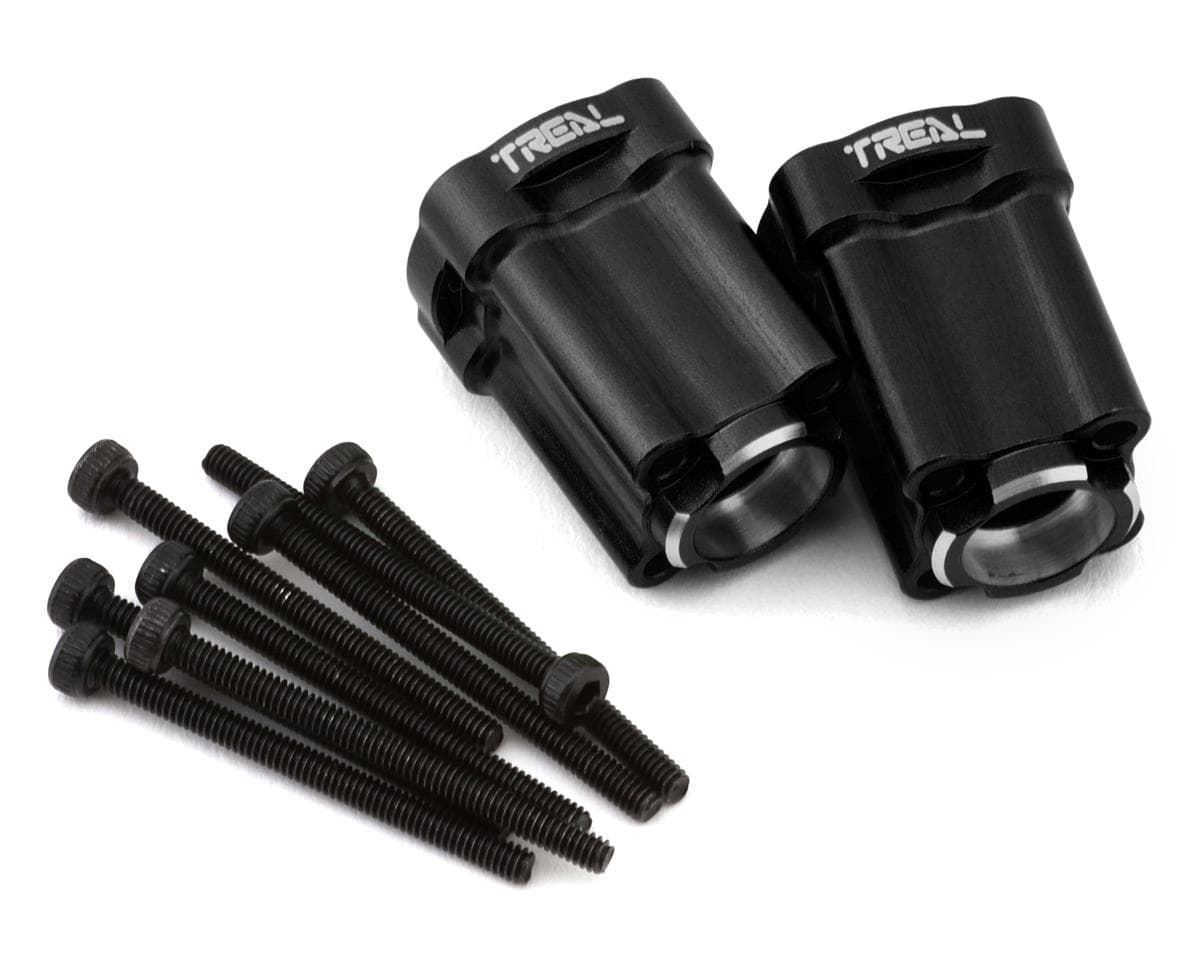 Treal Hobby Losi® Mini LMT 7075 Aluminum Rear Hub Axle Mounts (0°) (Black) (2)