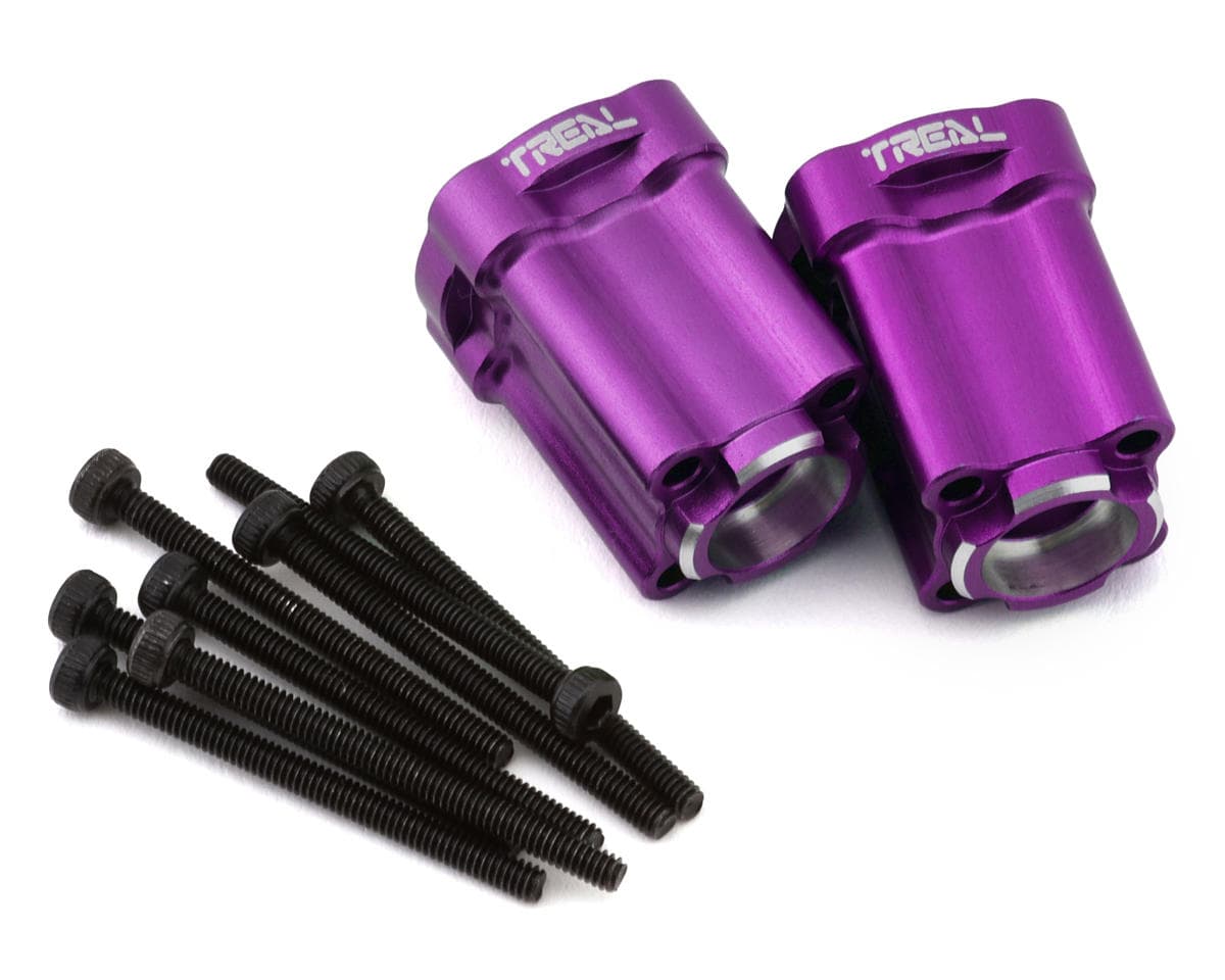 Treal Hobby Losi® Mini LMT 7075 Aluminum Rear Hub Axle Mounts (0°) (Purple) (2)