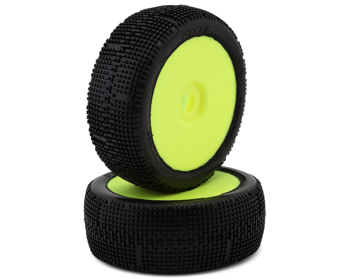 GRP Tires Pixel Pre-Mounted 1/8 Buggy Tires (Yellow) (2) (S35 - Soft)