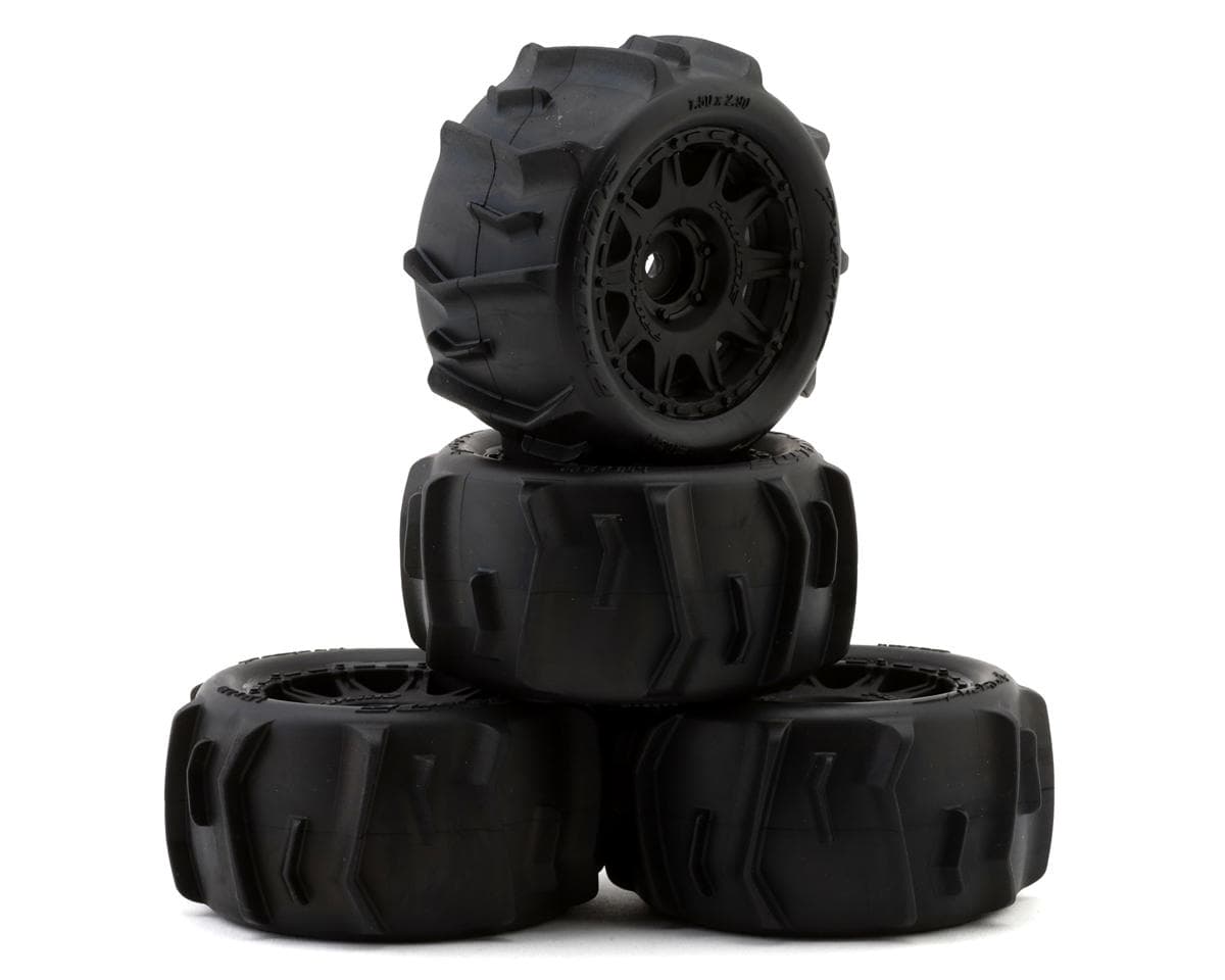 Pro-Line Dumont Pre-Mounted MT 1/18 Tire Set (Black) (4) w/12mm Hex