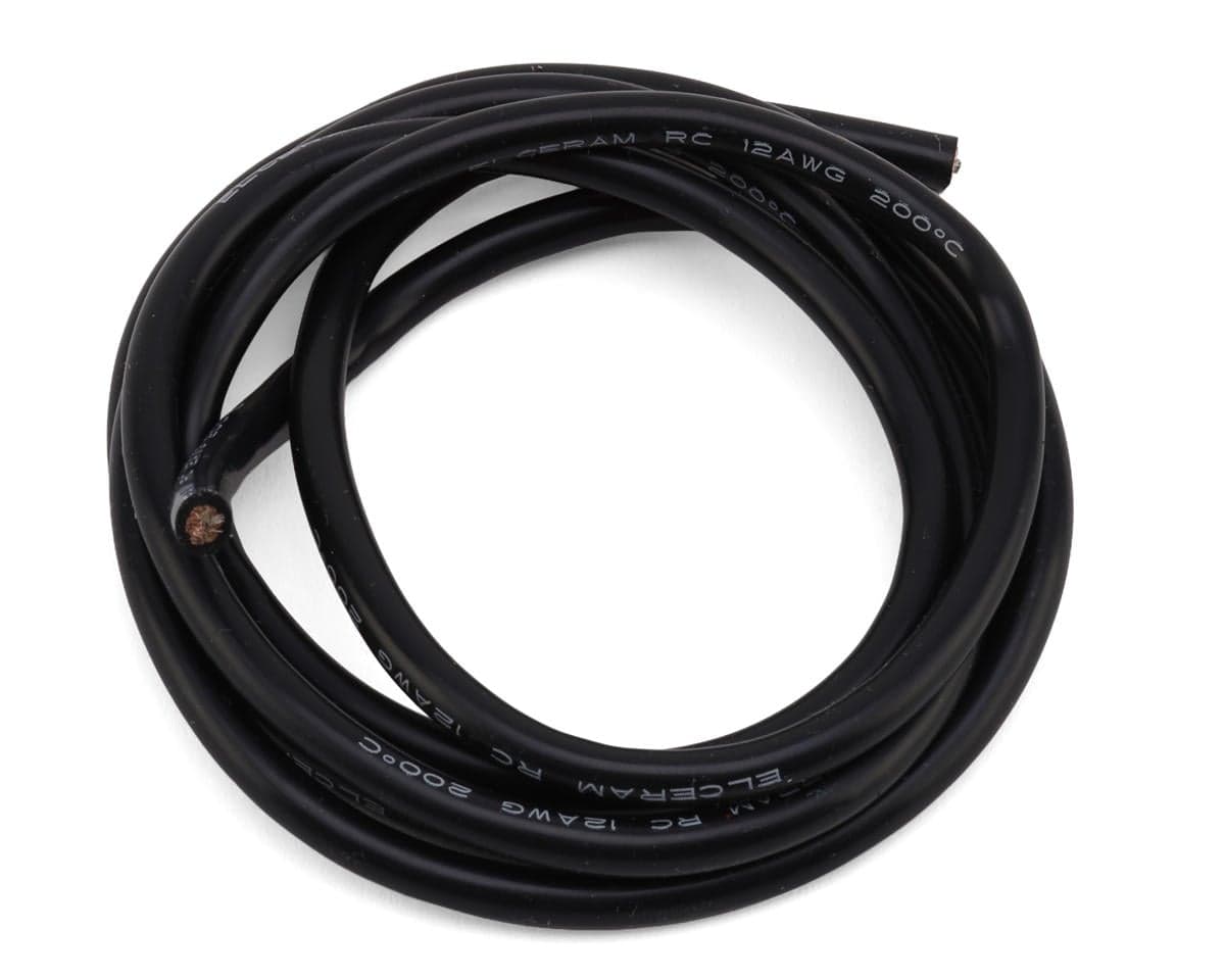 Elceram Silicone Wire (Black) (1 Meter) (12AWG)