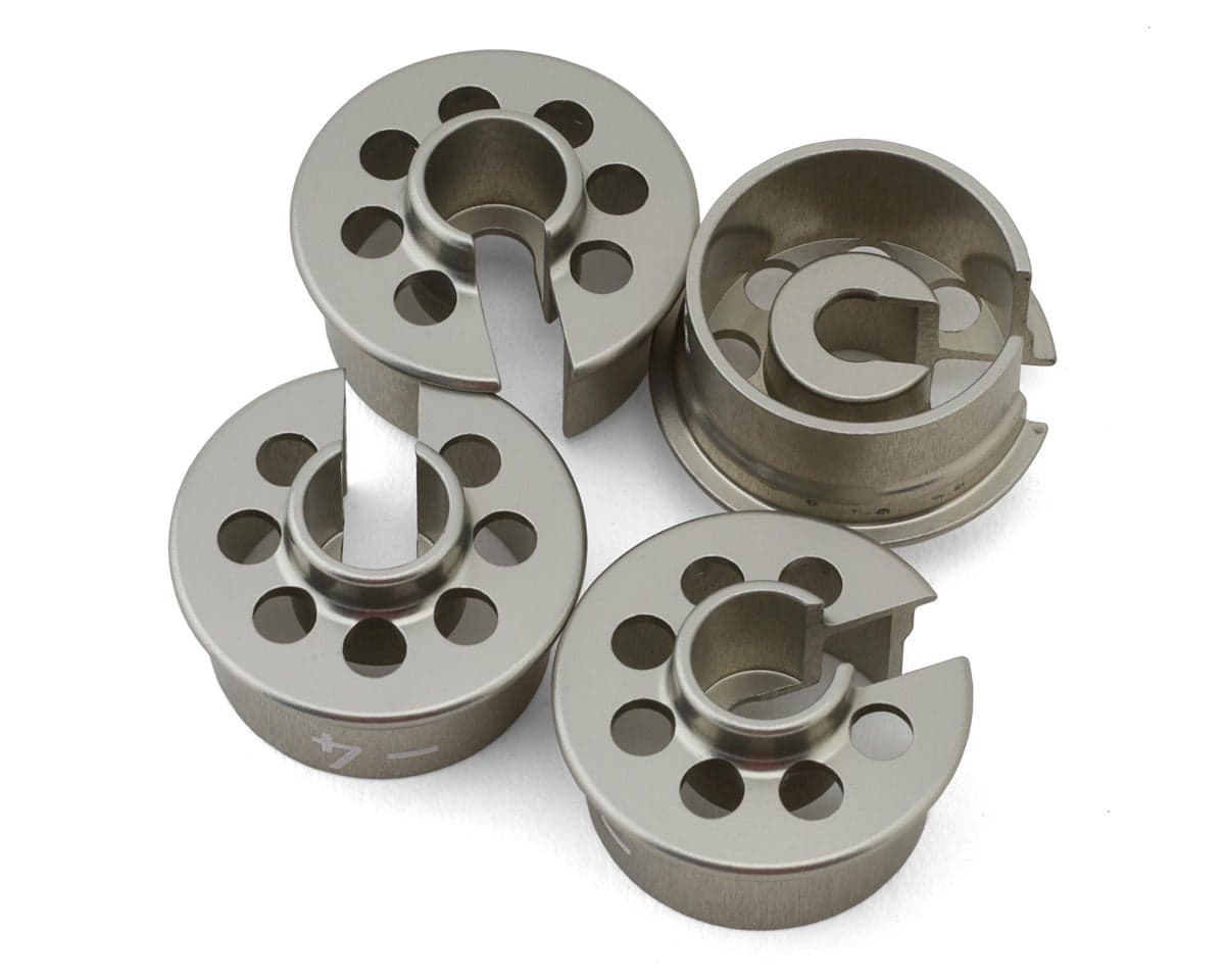 XRAY Aluminum Shock Spring Retaining Collar (Silver) (4) (-4mm Offset)