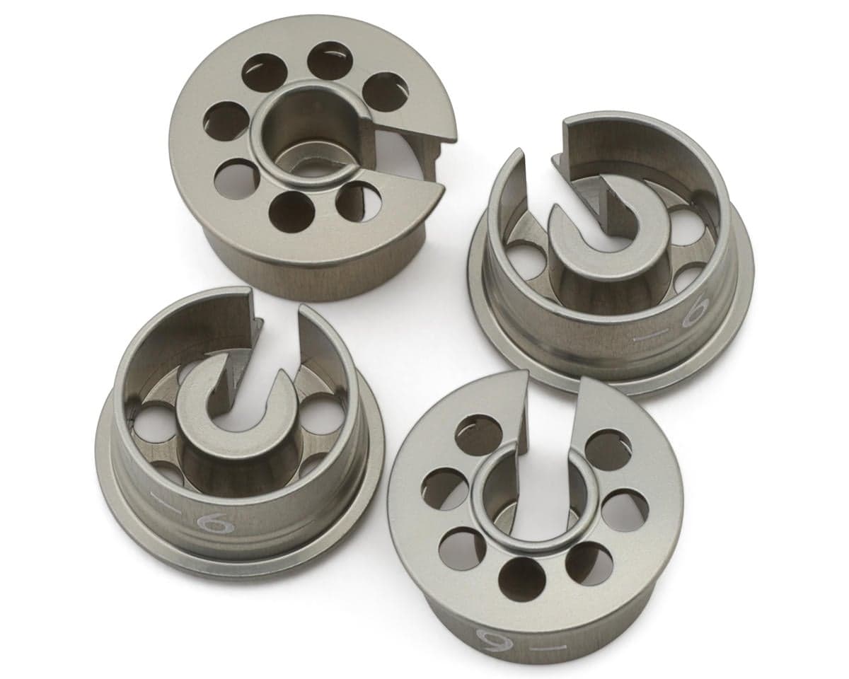 XRAY Aluminum Shock Spring Retaining Collar (Silver) (4) (-6mm Offset)