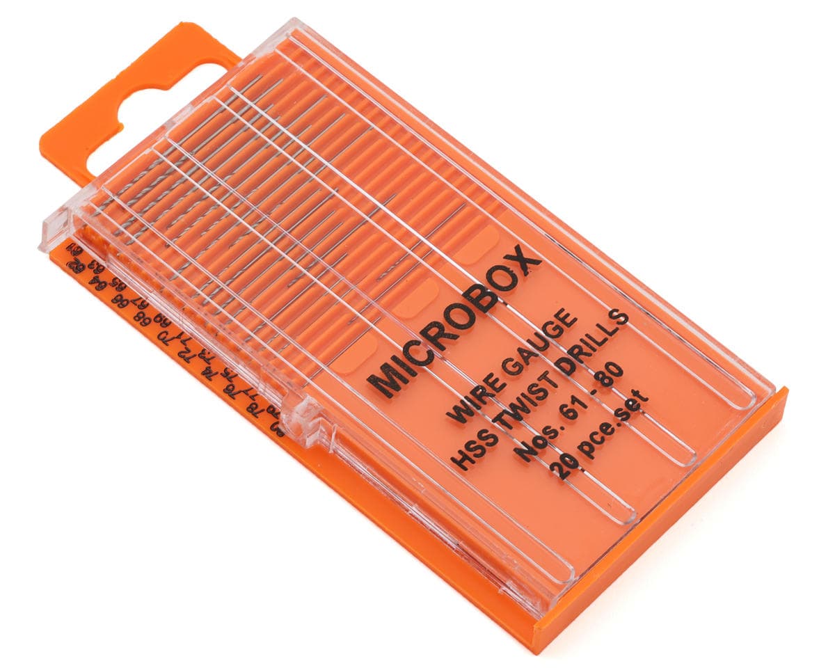 Shesto Limited Modelcraft Collection Microbox HSS Twist Drill Bit Set (20) (#61-80) w/Slide-Top Storage Dispenser