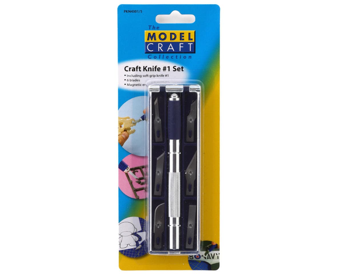 Shesto Limited Modelcraft Collection Soft Grip #1 Hobby Knife Set w/6 Assorted Blades & Magnetic End
