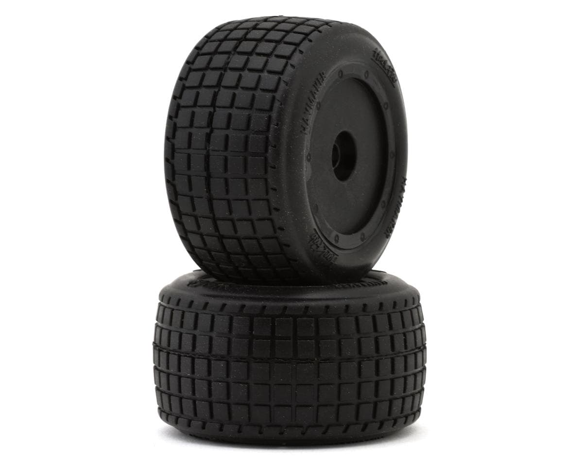 HackFab Losi Mini B/T 2.0 Haymaker Rear Pre-Mounted Mini Oval Tires (Medium) (Black) (2)