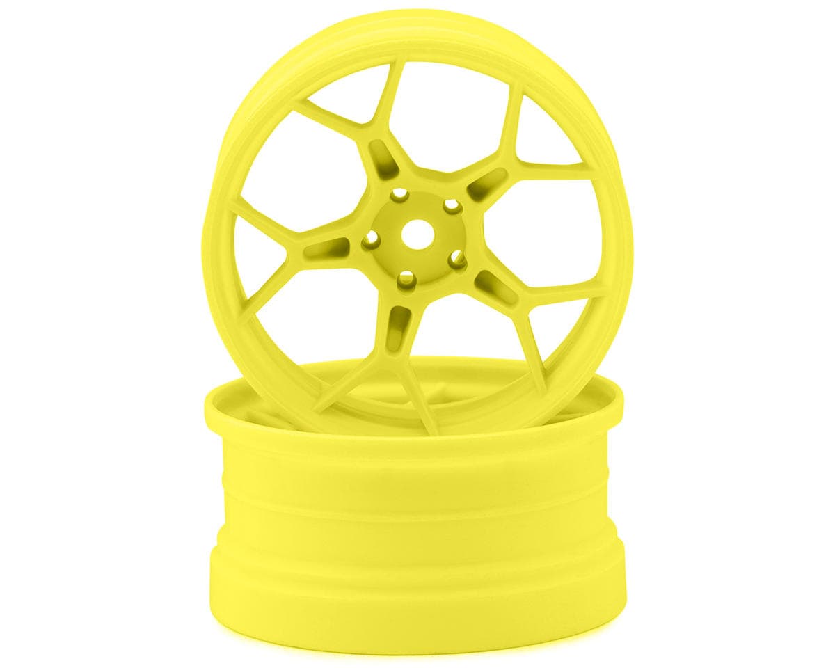 DS Racing Feathery Split Spoke Drift Wheels (Flu Yellow) (2) (6mm Offset) w/12mm Hex