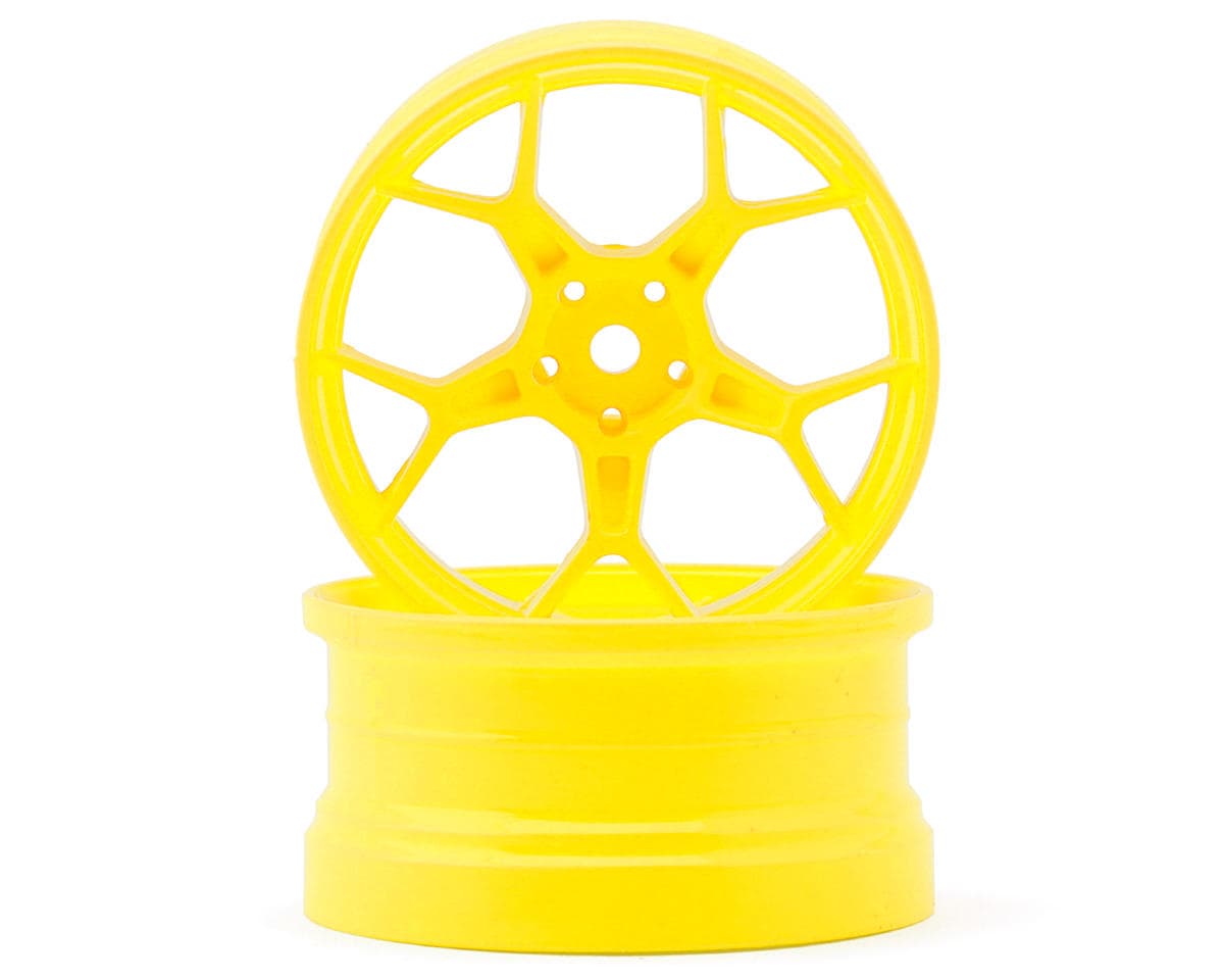 DS Racing Feathery Split Spoke Drift Wheels (Flu Yellow) (2) (8mm Offset) w/12mm Hex