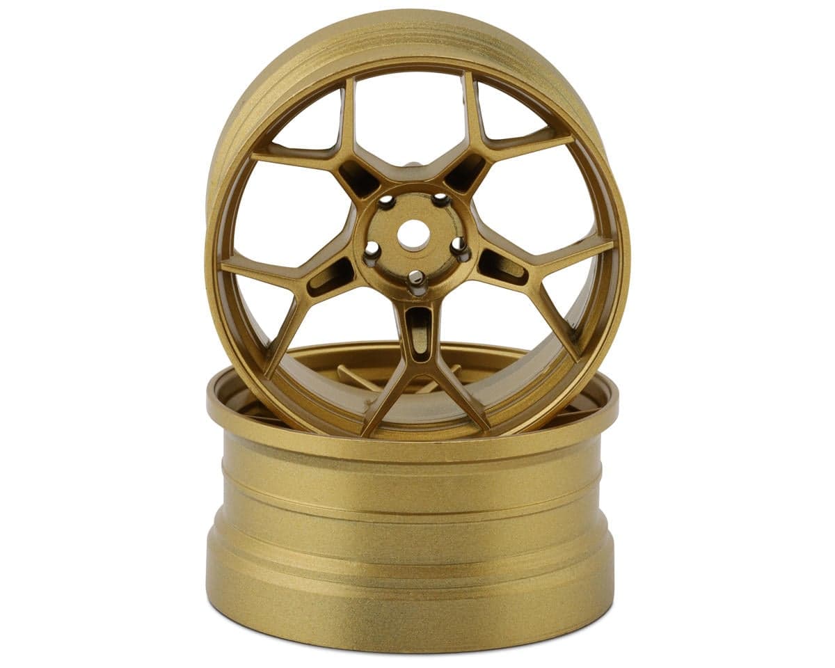 DS Racing Feathery Split Spoke Drift Wheels (Gold) (2) (8mm Offset) w/12mm Hex