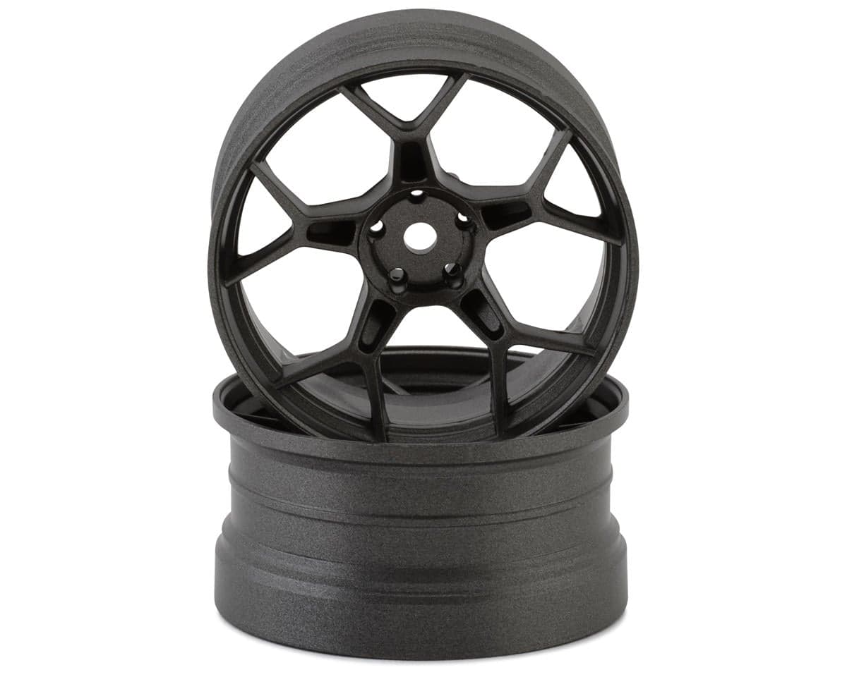 DS Racing Feathery Split Spoke Drift Wheels (Gunmetal) (2) (8mm Offset) w/12mm Hex