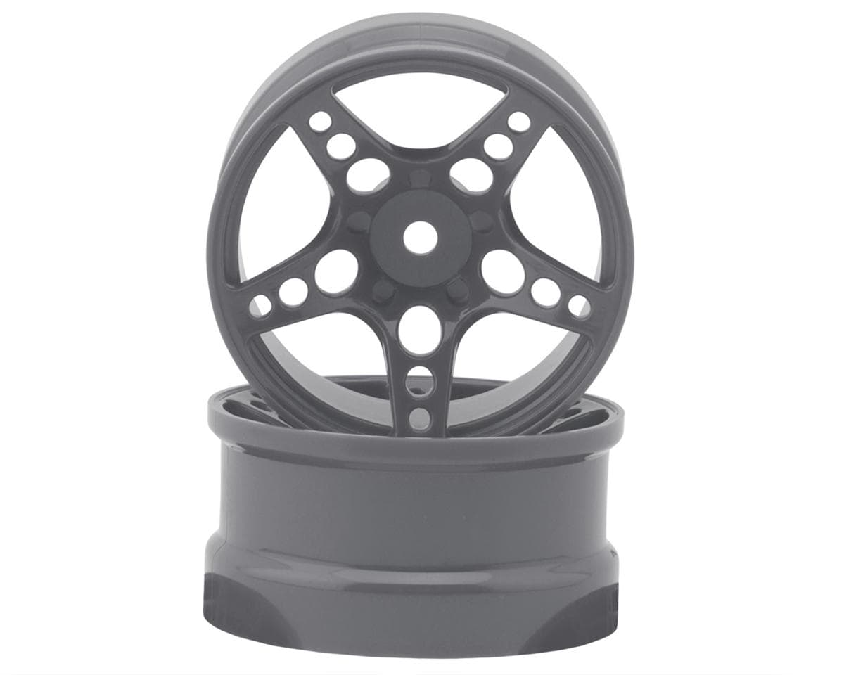 24K RC Technology 1/10 R-Fighter Drift Wheels (Gunmetal) (2) (8mm Offset) w/12mm Hex