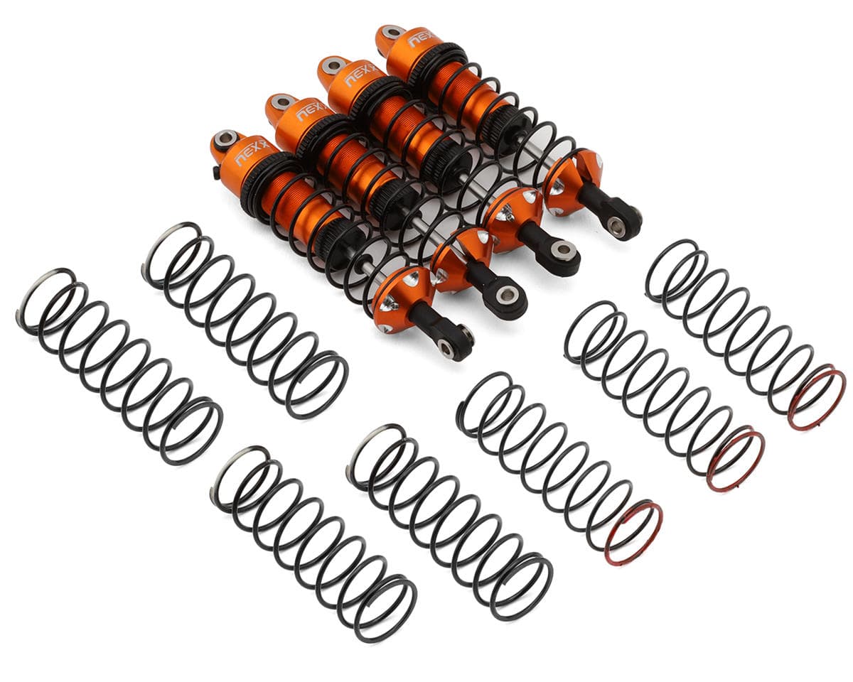 NEXX Racing Aluminum Threaded Oil-Filled Shocks for Traxxas® 4x4 Mini Maxx® (Orange) (4)
