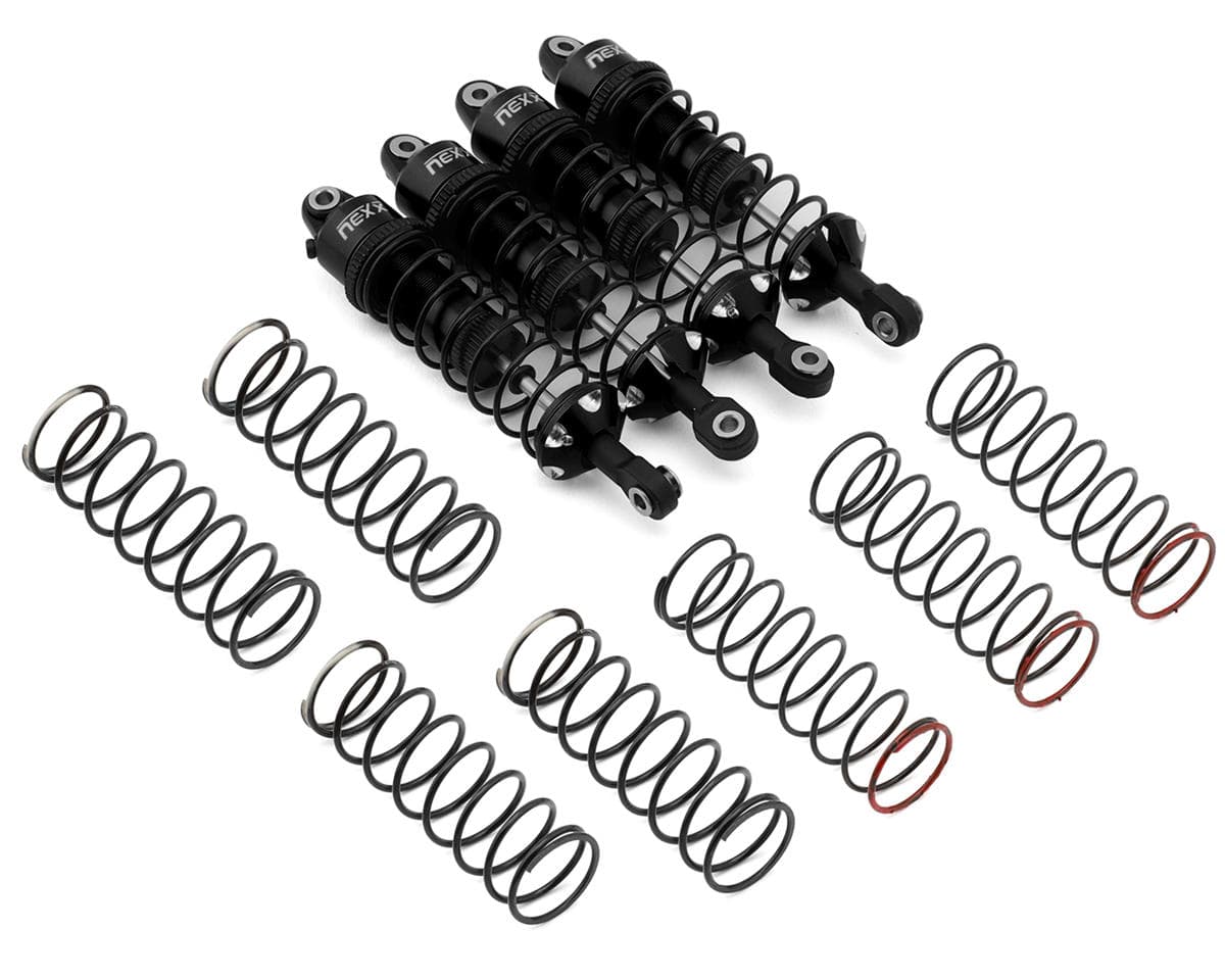 NEXX Racing Aluminum Threaded Oil-Filled Shocks for Traxxas® 4x4 Mini Maxx® (Black) (4)