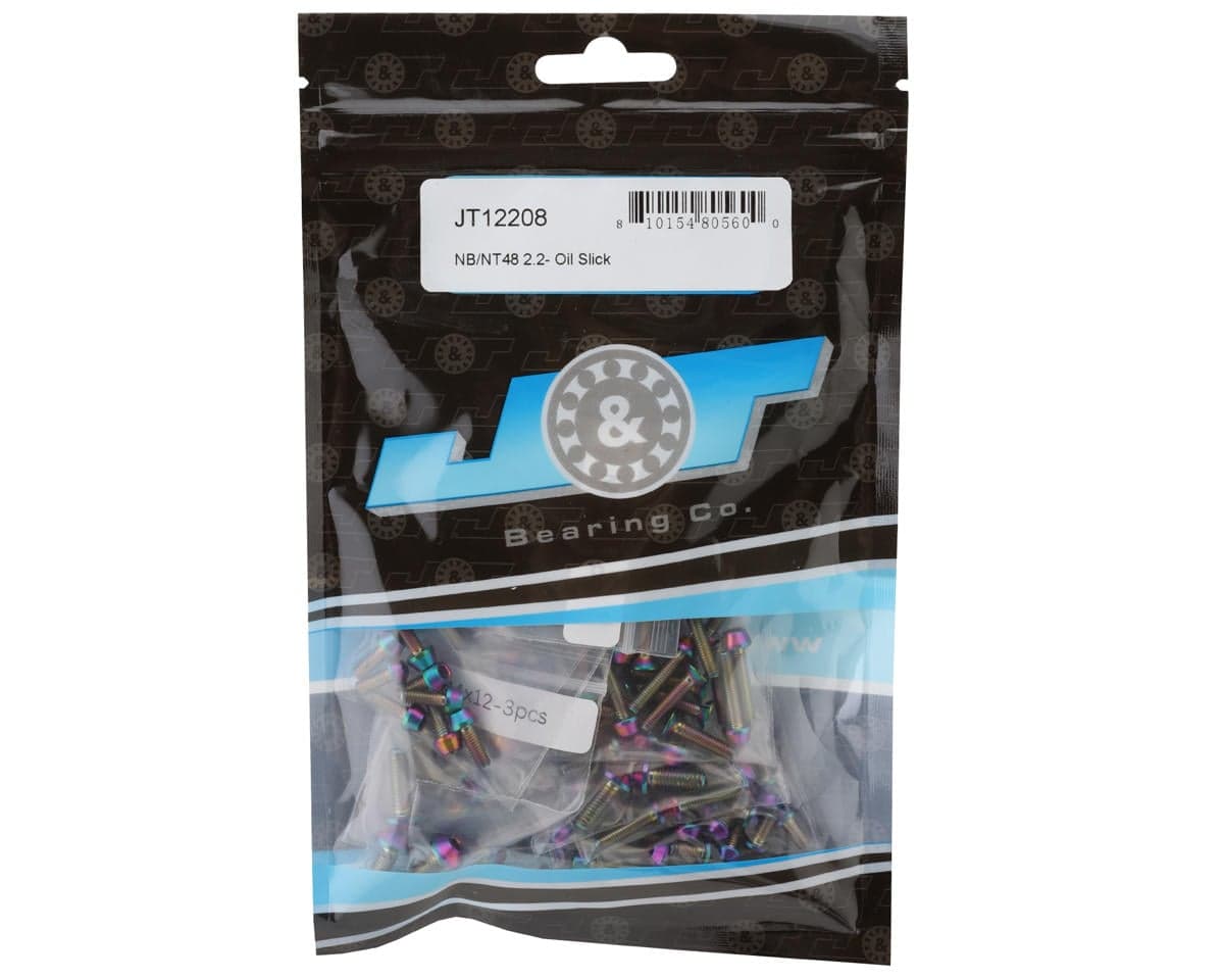J&T Bearing Co. Tekno NB/NT48 2.2 Flat Top Upper Titanium Screw Kit (Oil Slick)