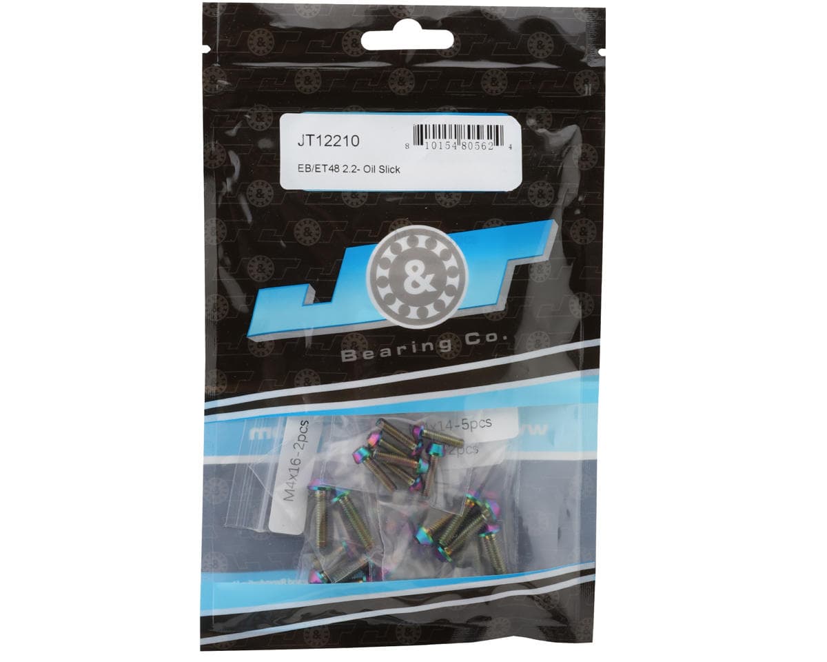 J&T Bearing Co. Tekno EB/ET48 2.2 Flat Top Upper Titanium Screw Kit (Oil Slick)