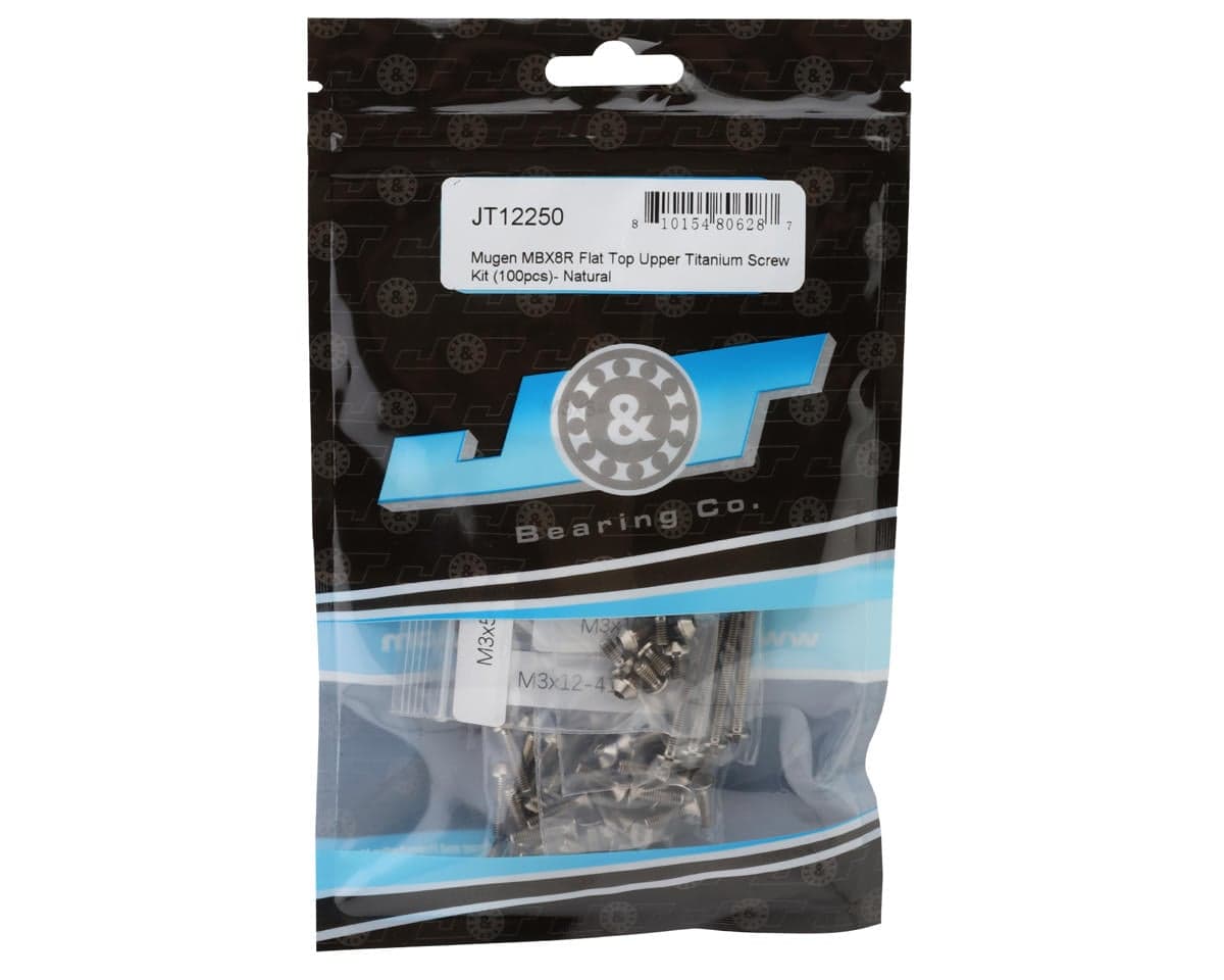 J&T Bearing Co. Mugen MBX8R Flat Top Upper Titanium Screw Kit (Natural)