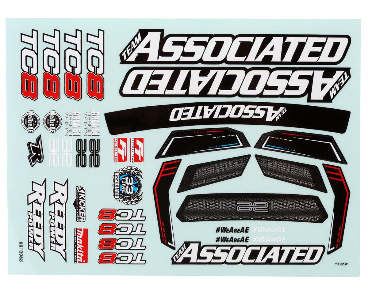 Team Associated RC10TC8 Decal Sheet