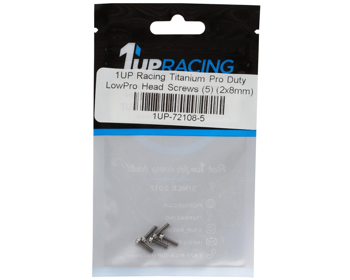 1UP Racing Titanium Pro Duty LowPro Head Screws (5) (2x8mm)