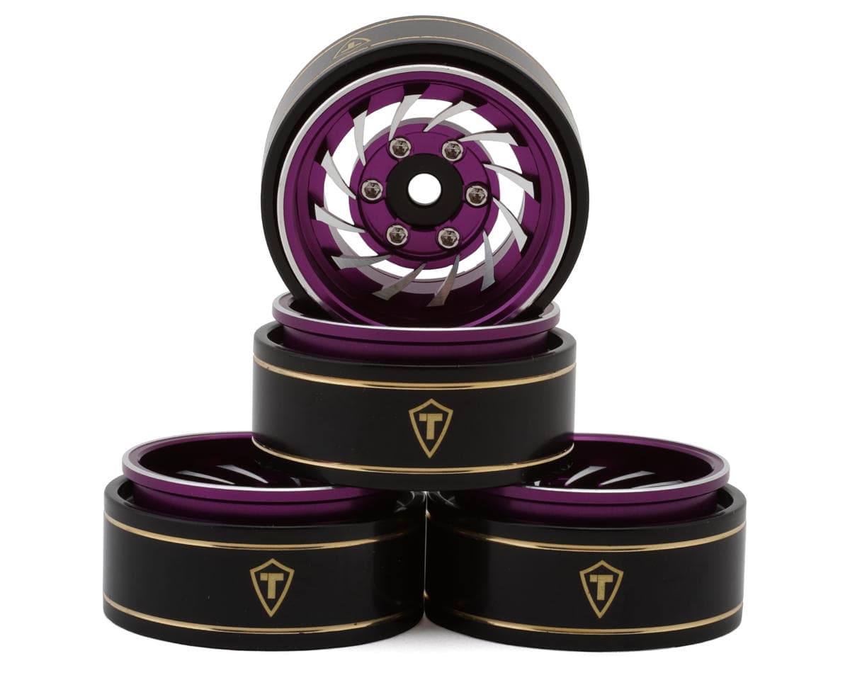Treal Hobby Type L 1.0" Aluminum Cyclone Beadlock Wheels (Purple) (4) (27.5g ea)